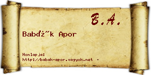 Babák Apor névjegykártya